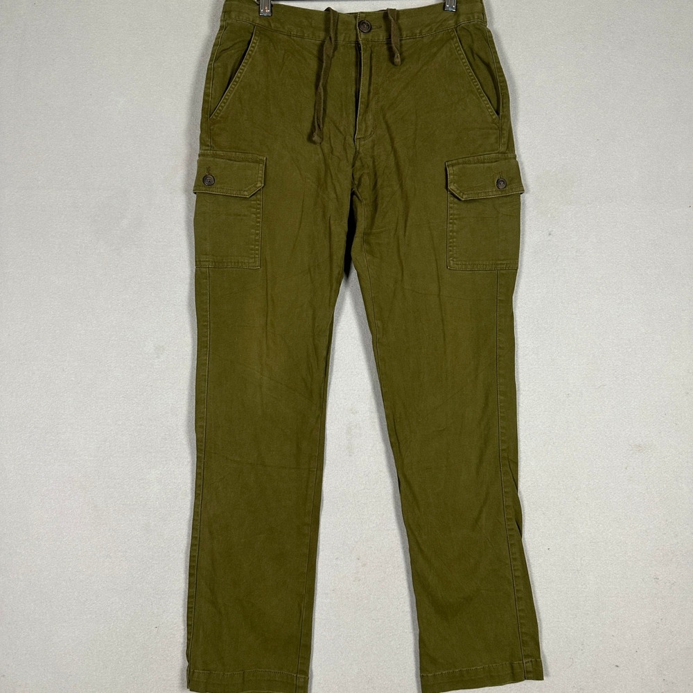 Weatherproof Vintage Pants Men Medium Slim Straight Olive Green Cargo Drawstring
